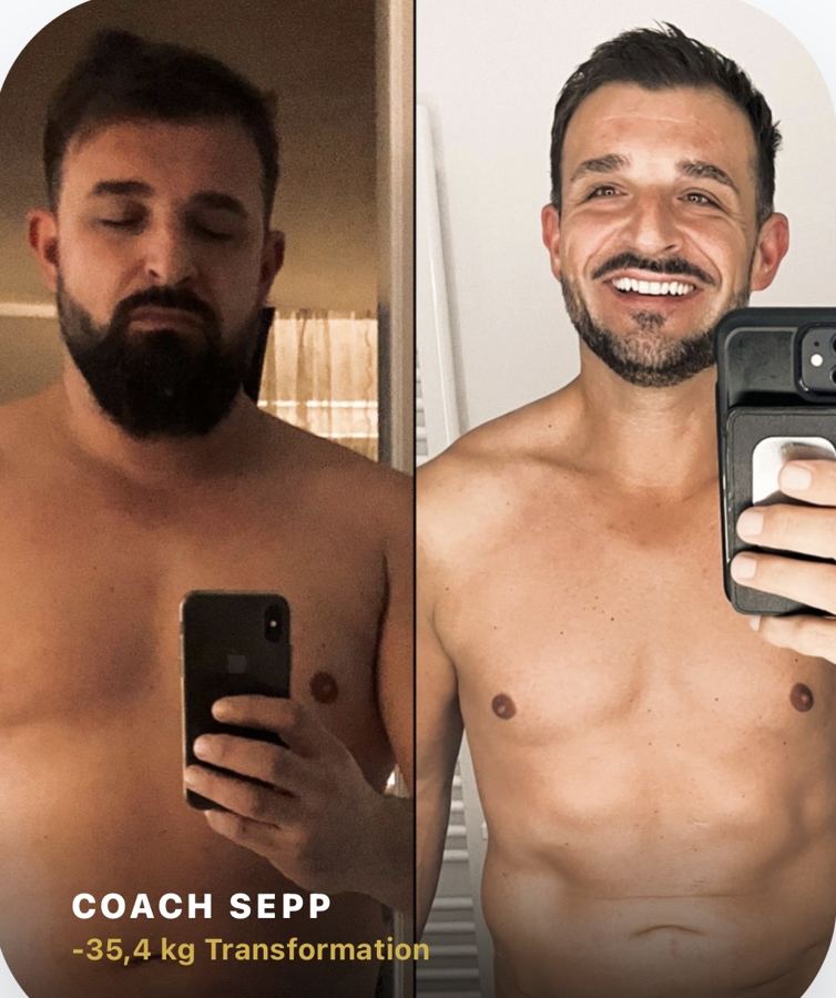 Coach Sepp vorher und nachher, 35 Kilo leichter